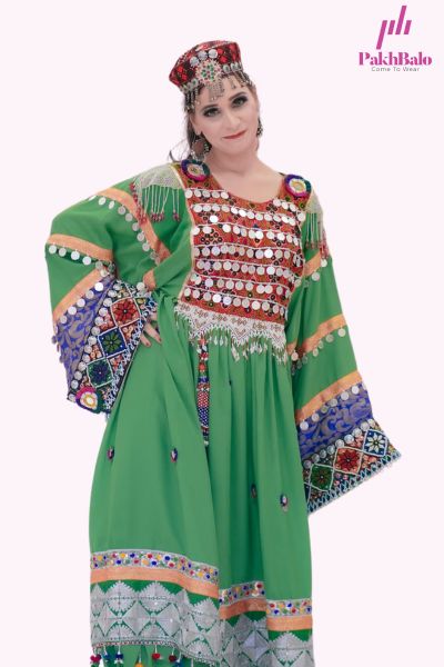 pakhbalo green traditional dress