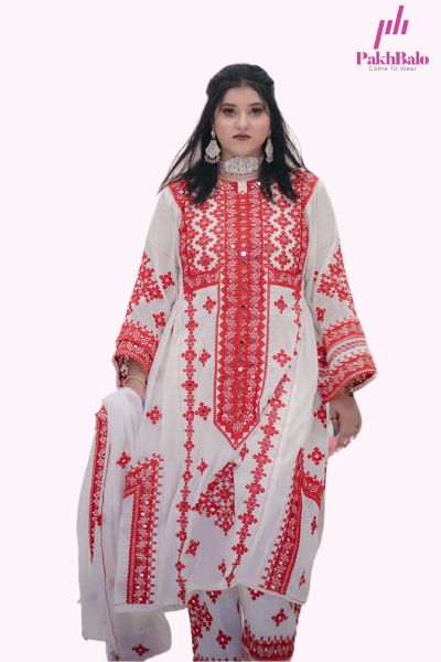 pakhbalo white traditional dress