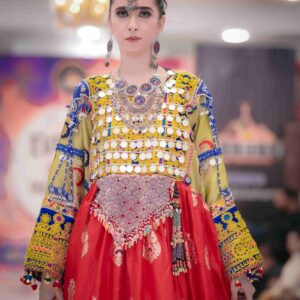 Afghan Fashion Red Frock With Kochi Coins 2