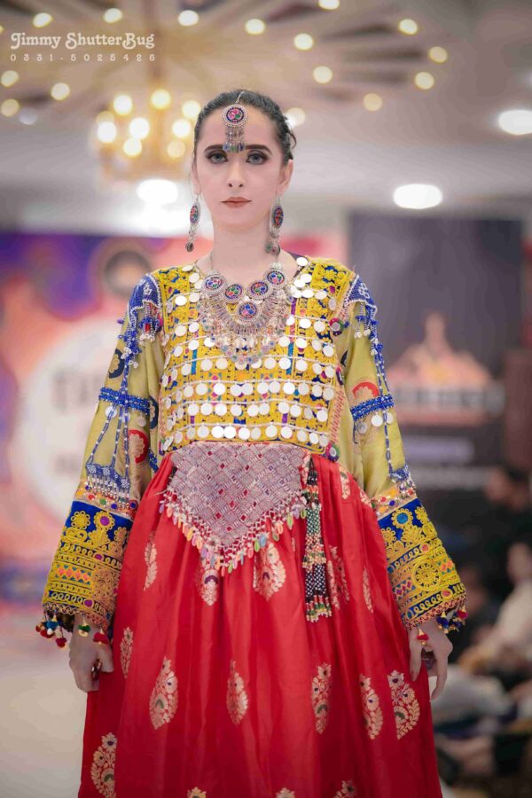 Afghan Fashion Red Frock With Kochi Coins 2