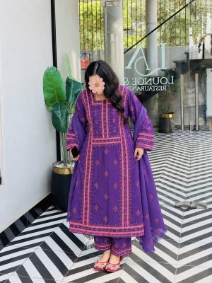 Purple Handmade Balochi Kurta Dress