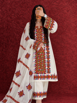 Handcrafted Mirror Work Embroidered Balochi Style